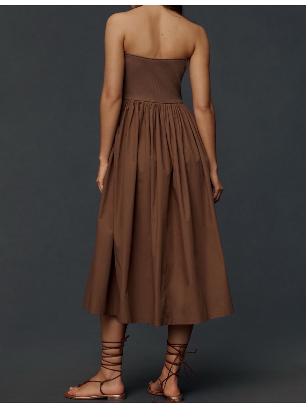 NWT Anthropologie Strapless Basque-Waist A-Line Midi Dress - Picture 6 of 8
